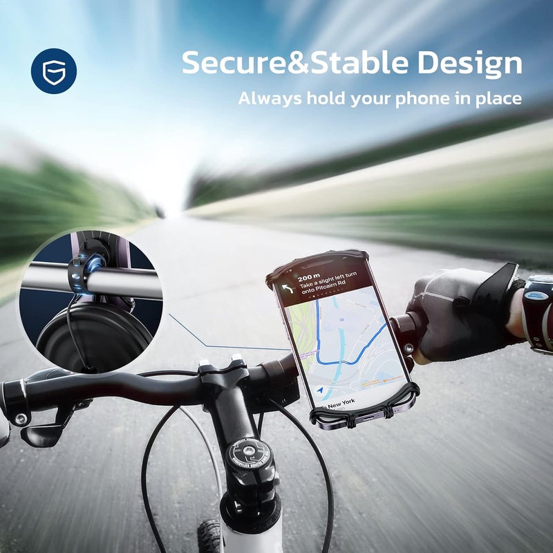 VUP Bike Phone Mount, Universal Bike Cell Phone Holder, 360° Rotatable, Silicone Bicycle Phone Mount Compatible with iPhone 15/14/13/Pro Max/Pro/mini/12/11/Xs/Max/Xr/X/7/8/Plus, 4.0''~6.7'' Cellphones - Image 3